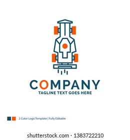 Car, formula, game, racing, speed Logo Design. Blue and Orange Brand Name Design. Place for Tagline. Business Logo template.