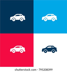 Car four color material and minimal icon logo set in red and blue