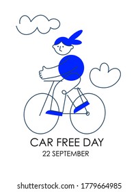 Car free day concept. Sepember 22. bicycle. Vector illustration on a white background.