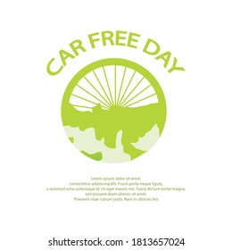 car free day concept vector illustration. with the concept of combining the wheel and the earth into one