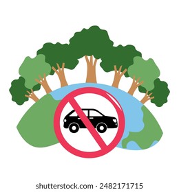 car free day ecological campaign isolated