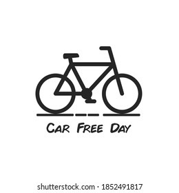 Car free day icon vector isolated in white. Bicycle icon vector. Good for sign or sticker.