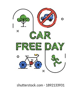 Car free day illustration. Easy to edit with vector file. Can use for your creative content. Especially about healthy life.