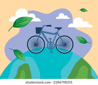 car free day poster with bike and leafs