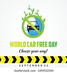 Car free day poster design for element design in flat style background. Flat illustration of World car free day vector banner concept. Vector illustration EPS.8 EPS.10