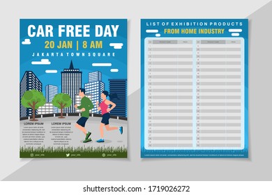 Car free day poster design simple minimalist, flyer brochure banner design.
