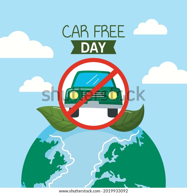 car free day poster with\
planet