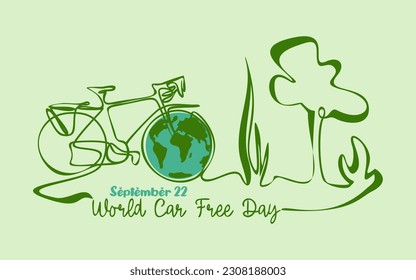 Car free day September 22. World Bicycle Day, Clean Air for blue skies concept vector disign.