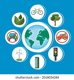 car free day set nine icons