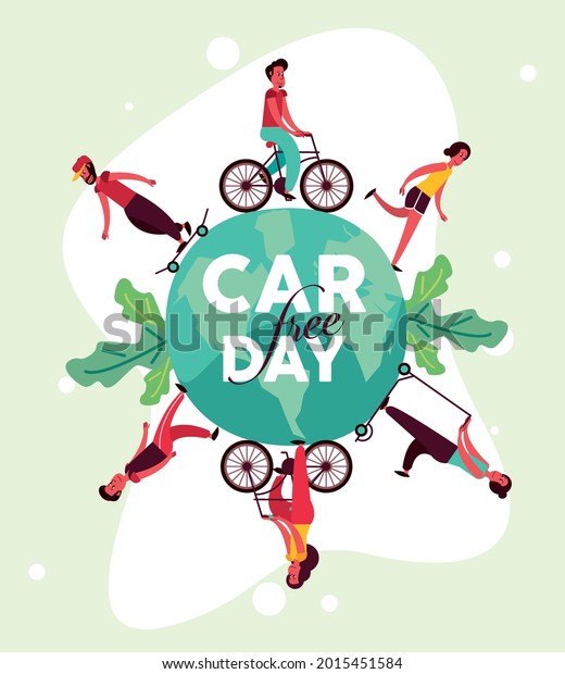 car free day template with\
people