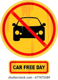 Car Free Day Vector Illustration