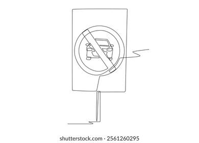 Car free zone sign. Car free zones concept one-line drawing