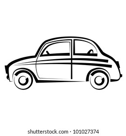 Car. freehand drawing. icon black and white vector illustration
