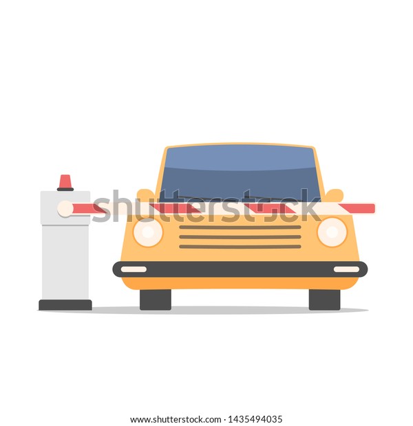 Car\
in front of the barrier. Entry through the checkpoint with a\
barrier. Сar park barrier, automatic entry system. Vector\
illustration flat style isolated on white\
background