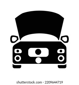 Car Front Bonnet Part Icon | Black Vector Illustration |