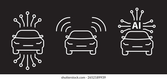 car front connect artificial intelligence ai circuity board negative icon vector image