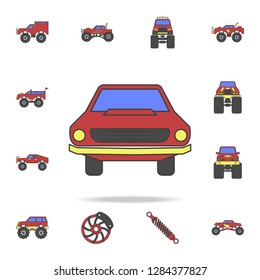 car front field coloricon. Detailed set of color big foot car icons. Premium graphic design. One of the collection icons for websites, web design, mobile app