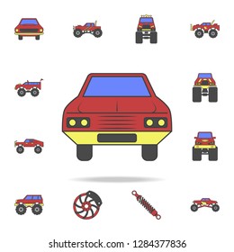 car front field coloricon. Detailed set of color big foot car icons. Premium graphic design. One of the collection icons for websites, web design, mobile app