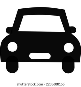 Icono de glifo frontal del coche. Símbolo de signo de estilo sólido simple. Auto, visión, deporte, raza, concepto de transporte. Ilustración vectorial aislada en fondo blanco.