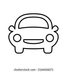 Car front icon. Simple outline style car logo. Retro car pictogram. Isolated illustration automobile sign.