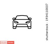 Car front line icon. Simple outline style sign symbol. Auto, view, sport, race, transport concept. Vector illustration isolated on white background. Editable stroke EPS 10.