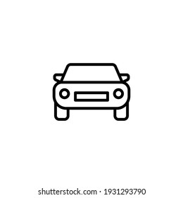 Car Front Line Icon. Simple Outline Style Sign Symbol. Auto, View, Sport, Race, Transport Concept. Vector Illustration Isolated On White Background. EPS 10.