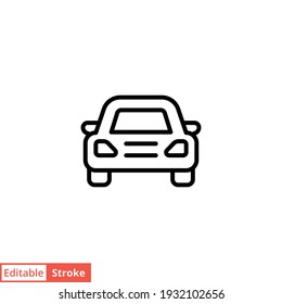 Car front line icon. Simple outline style sign symbol. Auto, view, sport, race, transport concept. Vector illustration isolated on white background. Editable stroke EPS 10.