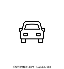 Car Front Line Icon. Simple Outline Style Sign Symbol. Auto, View, Sport, Race, Transport Concept. Vector Illustration Isolated On White Background. EPS 10.