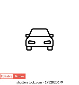 Car front line icon. Simple outline style sign symbol. Auto, view, sport, race, transport concept. Vector illustration isolated on white background. Editable stroke EPS 10.