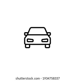 Car Front Line Icon. Simple Outline Style Sign Symbol. Auto, View, Sport, Race, Transport Concept. Vector Illustration Isolated On White Background. EPS 10.