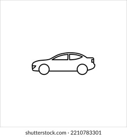 Icono de la línea delantera del coche. Símbolo de signo de estilo de contorno simple. Auto, visión, deporte, raza, concepto de transporte. Ilustración vectorial aislada en fondo blanco.