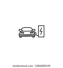 Icono de la línea delantera del coche. Símbolo de signo de estilo de contorno simple. Auto, visión, deporte, raza, concepto de transporte. Ilustración vectorial aislada en fondo blanco.