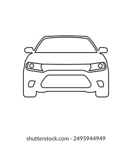 Icono de la línea de frente del coche. Símbolo de signo de estilo de contorno simple. Auto, vista, deporte, carrera, concepto de transporte. Ilustración vectorial aislada sobre fondo blanco