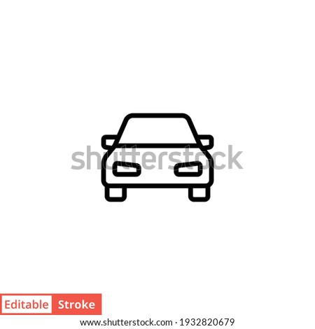 Car front line icon. Simple outline style sign symbol. Auto, view, sport, race, transport concept. Vector illustration isolated on white background. Editable stroke EPS 10.