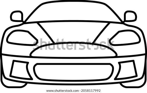 Car front line icon.\
Simple outline style sign symbol. Auto, view, sport, race,\
transport, Electric concept car. Vector illustration isolated on\
transparent background.