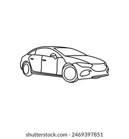 Car in Front line style modern vector creative design template