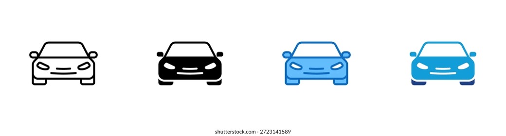 Car Front Multiple Style Icon Design Vector - front view of a vehicle, representing transportation, mobility, and personal travel