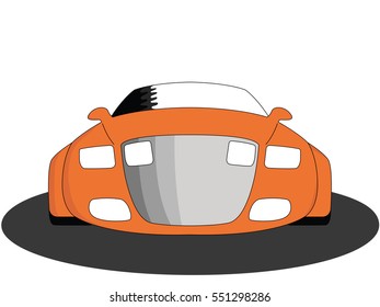 Car in front orange vector illustration isolated