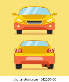 Car front and rear. Vector flat illustration