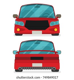 Car front and rear. Vector flat illustration