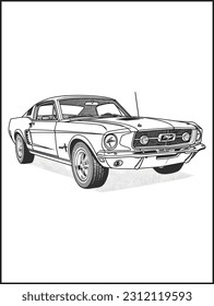 Car in front of road Coloring page, Car Coloring page design, outline design