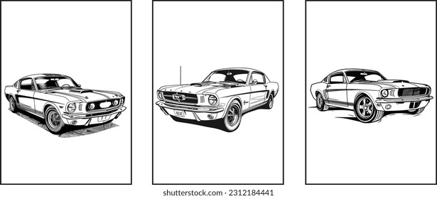 Car in front of road Coloring page Bundle, Car Coloring page design set, outline design