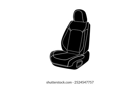 car front seat emblem, black isolated silhouette