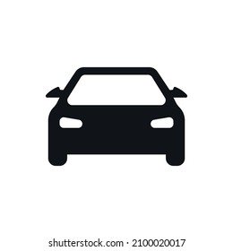 Car, front simple black vector icon.