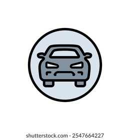 Auto Front einfache Farbe Symbol. Symbol für Automobil- und Autohändler. Auto, Ansicht, Sport, Rennen, Transport, Verkehrsschild. Vektorgrafik einzeln auf weißem Hintergrund