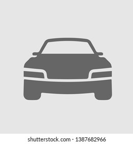 Car front vector icon. Auto speed symbol. Simple isolated pictogram.