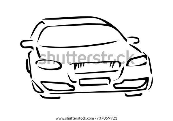 Car Front View Black White Vector Stock Vector Royalty Free