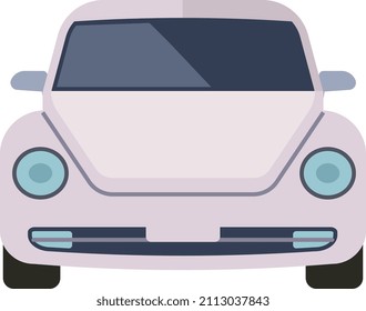 Car front view. Elegant white auto icon