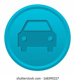 Car, front view (engraved button, blue version)