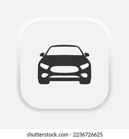 Car front view icon. Auto or vehicle symbol in neumorphism style. Vector EPS 10